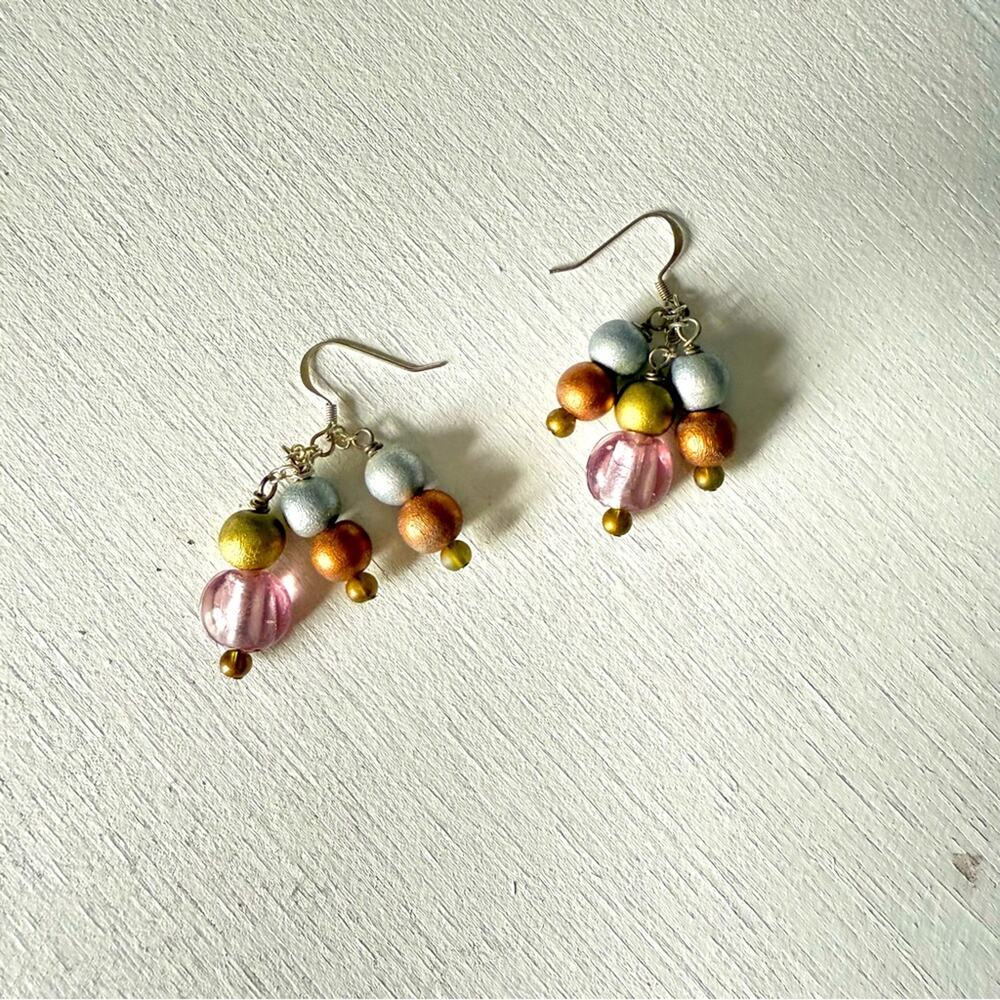 Beaded Mutli Colored Dangly Earrings